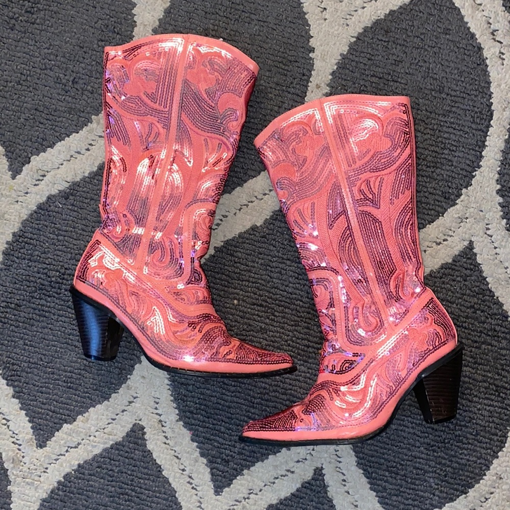 Hot Pink Sparkle Cowgirl Boots